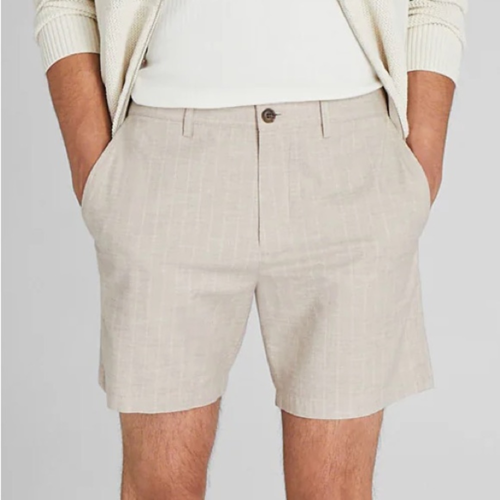 Club Monaco Baxter 7" Short Taupe Stripe